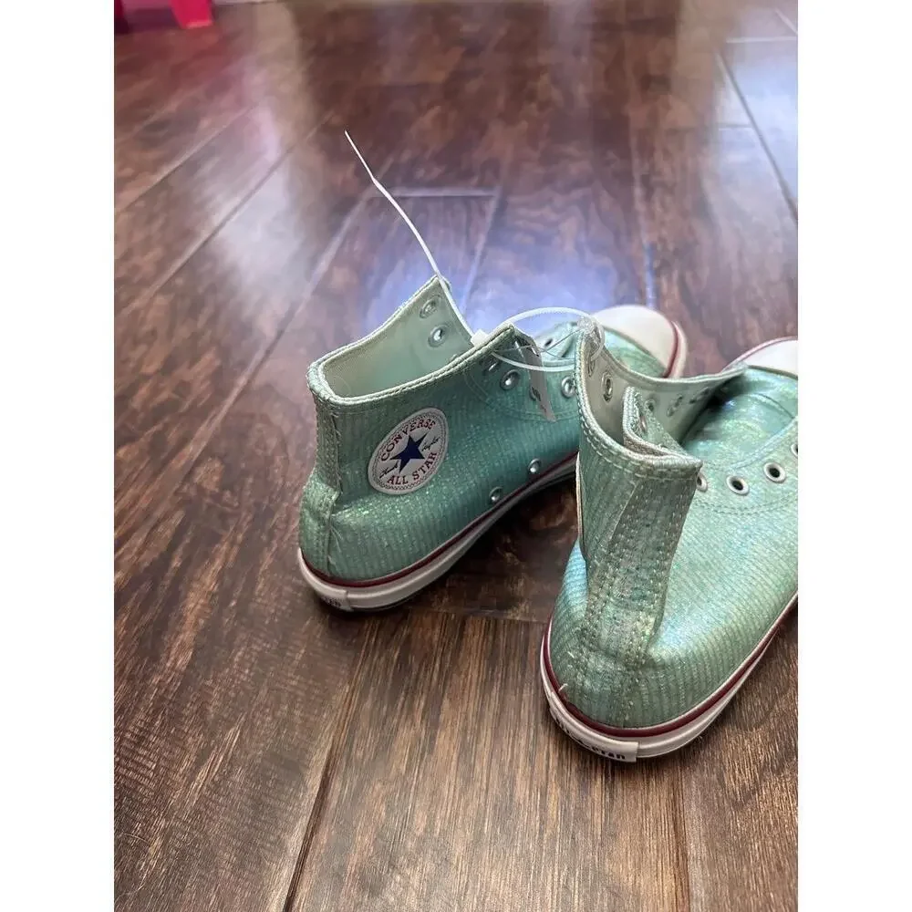 CONVERSE Chuck Taylor High‎ Tops Junior US 3 Aqua Blue Glitter Sparkle Shoes
